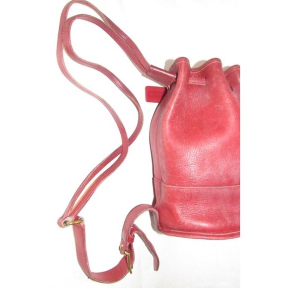 Sold on ALLAMODA .shop - COACH Vintage Red Leather Drawstring Backpack - Picture 12 of 12